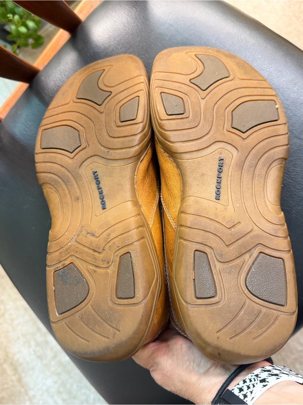 Rockport Men's Caramel Tan Leather Lace-Up Loafers Shoes - Picture 9 of 13